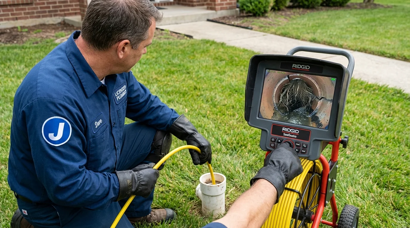 Sewer camera inspection being performed by Johns Plumbing LLC in Fairview
